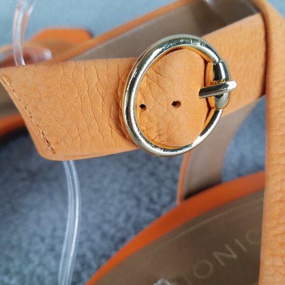Vionic Anaya Sandals Womens' 7.5 Orange Leather Ankle Straps Flat Comfort Summer - Picture 5 of 12